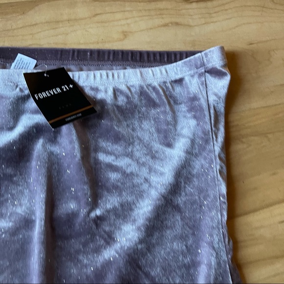 NWT Forever 21 Plus Crushed Velvet Strapless Bodysuit Lavender Silver Sparkles - Picture 5 of 7